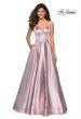 Picture of: Metallic Long Evening Gown with Plunging Neckline in Pink, Style: 27322, Main Picture