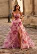 Picture of: Beautiful Floral Organza Print Dress with Slit in Pink , Style 32686, Main Picture