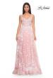 Picture of: Sequin Lace Print Tulle A-Line Prom Dress with Illusion Bodice in Pink, Style: 32223, Detail Picture 10