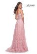 Picture of: Floral Embellished A-Line Dress with Bustier Illusion Top in Pink, Style: 31996, Back Picture