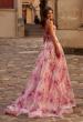 Picture of: Beautiful Floral Organza Print Dress with Slit in Pink , Style 32686, Back Picture