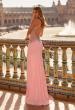 Picture of: Rhinestone Embellished Gown with Open Back in Pink, Style: 33856, Back Picture