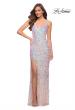 Picture of: Iridescent Long Sequin Dress with V Neckline in Pink, Style 29936, Detail Picture 1