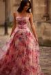 Picture of: Beautiful Floral Organza Print Dress with Slit in Pink , Style 32686, Detail Picture 1