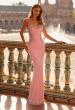 Picture of: Rhinestone Embellished Gown with Open Back in Pink, Style: 33856, Detail Picture 1