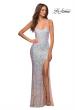 Picture of: Iridescent Long Sequin Prom Dress with Slit in Pink, Detail Picture 3