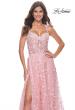 Picture of: Floral Embellished A-Line Dress with Bustier Illusion Top in Pink, Style: 31996, Detail Picture 3