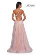 Picture of: Metallic Chiffon Prom Dress with Flowing Skirt and High Slit in Pink , Style: 33043, Detail Picture 4