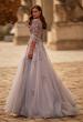 Picture of: Two Tone Tulle A-line Dress with Beaded Lace Applique in Pink Silver, Style: 32605, Back Picture
