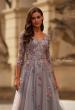 Picture of: Two Tone Tulle A-line Dress with Beaded Lace Applique in Pink Silver, Style: 32605, Detail Picture 1