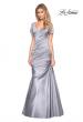 Picture of: Long Satin Gown with Elegant Ruching in Platinum, Style: 26947, Main Picture