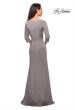 Picture of: Classic Long Dress with Three Quarter Sleeves in Platinum, Style: 25148, Back Picture