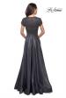 Picture of: Short Sleeve Satin Gown with Embellished Bodice in Platinum, Style: 26447, Back Picture