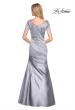 Picture of: Long Satin Gown with Elegant Ruching in Platinum, Style: 26947, Back Picture