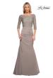 Picture of: Gathered Mermaid Satin Gown with Lace Top in Platinum, Style: 24926, Detail Picture 1