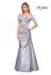 Picture of: Long Satin Gown with Elegant Ruching in Platinum, Style: 26947, Detail Picture 1