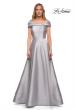 Picture of: Long A Line Off the Shoulder Gown with Pockets in Platinum, Detail Picture 2