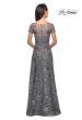 Picture of: Short Sleeve Long Sequin Dress with Sheer Neckline in Platinum, Style: 27839, Detail Picture 2