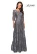Picture of: Long Lace Dress with Sequins and Sheer 3/4 Sleeves in Platinum, Style: 27885, Detail Picture 2