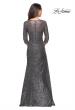 Picture of: Floor Length Sequin Gown wtih Ruching and Sleeves in Platinum, Style: 28065, Detail Picture 2
