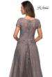 Picture of: A-line Dress with Lace Detail and Sheer Cap Sleeves in Platinum, Style: 28091, Detail Picture 2