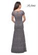 Picture of: Floor Length Lace Gown with Short Sleeves in Platinum, Style: 26875, Detail Picture 3