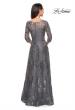 Picture of: Long Lace Dress with Sequins and Sheer 3/4 Sleeves in Platinum, Style: 27885, Detail Picture 3