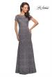Picture of: Floor Length Lace Gown with Short Sleeves in Platinum, Style: 26875, Detail Picture 4