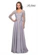 Picture of: Floor Length Satin Dress with Lace Detail and Pockets in Platinum, Style: 27235, Detail Picture 4