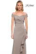 Picture of: Off the Shoulder Jersey Evening Gown with Ruffle Skirt Detail in Platinum, Detail Picture 6
