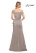 Picture of: Off the Shoulder Jersey Evening Gown with Ruffle Skirt Detail in Platinum, Detail Picture 7