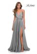 Picture of: Chiffon Prom Dress with Pleated Bodice and Pockets in Platinum, Style: 28611, Detail Picture 8