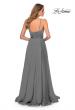 Picture of: Chiffon Prom Dress with Pleated Bodice and Pockets in Platinum, Style: 28611, Detail Picture 9