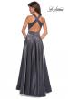 Picture of: Tone Tone Satin Dress with Wrap Around High Neckline in Platinum, Style: 27151, Back Picture