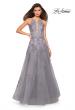 Picture of: Tulle Prom Dress with Lace Bodice and Strappy Back in Platinum, Style: 27143, Detail Picture 1