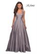 Picture of: Long Mikado Ball Gown with V Front and Back in Platinum, Style: 27202, Detail Picture 2