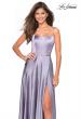 Picture of: Satin Formal Prom Gown with Scoop Neck and Pockets in Platinum, Style: 26977, Detail Picture 3