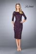 Picture of: Mid-Length Dress with Sleeves and Closed Back in Plum, Style: 24875, Detail Picture 1