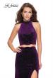 Picture of: Two Piece Velvet Prom Dress with Scallop Detail and Slit in Plum, Style: 25667, Detail Picture 2
