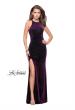 Picture of: Long Sparkling Velvet Prom Dress with Open Racer Back in Plum, Style: 25517, Detail Picture 5
