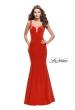 Picture of: Long Form Fitting Jersey Prom Dress with Open Back in Poppy Red, Style: 25651, Main Picture