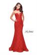 Picture of: Strapless Beaded Lace Mermaid Dress with T Back in Poppy Red, Style: 26261, Main Picture