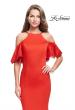 Picture of: Form Fitting Satin Mermaid Dress with Shoulder Cutouts in Poppy Red, Style: 26145, Detail Picture 2
