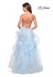 Picture of: Floor Length Tulle Dress with Floral Embellishments in Powder Blue, Style: 27579, Back Picture