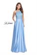 Picture of: Satin A-line Ball Gown Featuring Beading and a High Neck in Powder Blue, Style: 25601, Detail Picture 1