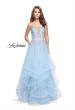 Picture of: Strapless Ruffle Tulle Ball Gown with Beaded Lace Bodice in Powder Blue, Style: 25515, Detail Picture 2