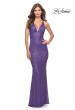 Picture of: Sequin Stretch Long Prom Dress with Banded Waist in Purple, Style: 31409, Main Picture
