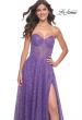 Picture of: Sequin Rhinestone A-Line Tulle Sweetheart Gown with Lace Up Back in Purple, Style: 32136, Main Picture
