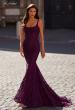 Picture of: Mermaid Stretch Lace Gown with Corset Top in Dark Berry, Style: 32420, Main Picture