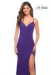 Picture of: Simple Jersey Gown with V Neckline and Slit in Purple, Style: 30072, Detail Picture 9